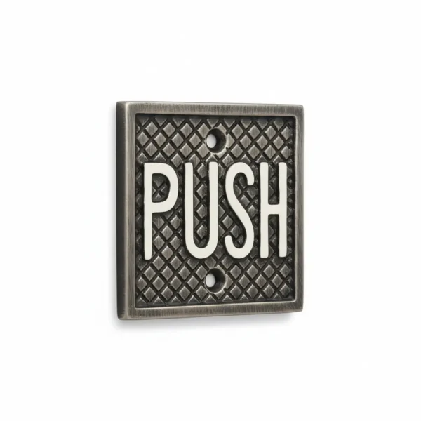 Push Sign Brown Square PUSH Sign with Quilted Texture – Alumex International