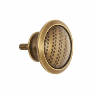 Brass Round Cabinet Knob with Perforated Dot Pattern