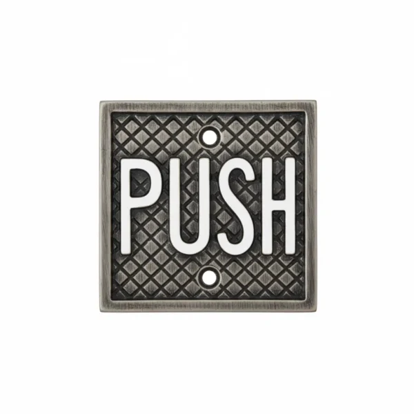 Push Sign Brown Square PUSH Sign with Quilted Texture – Alumex International